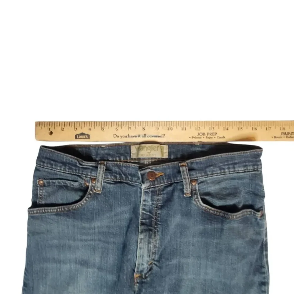 Wrangler Regular Fit Flex Jeans Men’s 34x32 Blue Medium Wash Straight Leg Denim